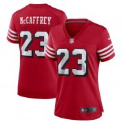 Wholesale Cheap Women's NFL San Francisco 49ers #23 Christian McCaffrey Red Stitched Game Jersey(Run Small)