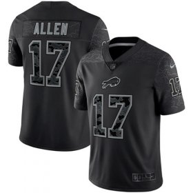 Wholesale Cheap Men\'s Buffalo Bills #17 Josh Allen Black Reflective Limited Stitched Football Jersey