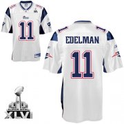 Wholesale Cheap Patriots #11 Julian Edelman White Super Bowl XLVI Embroidered NFL Jersey