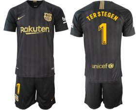 Wholesale Cheap Barcelona #1 Ter Stegen Black Soccer Club Jersey