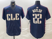 Cheap Men's Cleveland Guardians #22 Josh Naylor Navy 2024 City Connect Limited Stitched Jersey