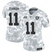 Cheap Women's Las Vegas Raiders #11 Tre Tucker 2024 F.U.S.E Arctic Camo Salute To Service Limited Stitched Jersey(Run Small)