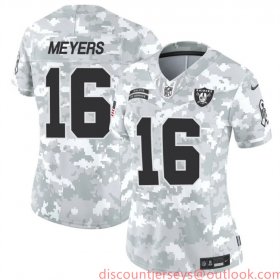 Cheap Women\'s Las Vegas Raiders #16 Jakobi Meyers 2024 F.U.S.E Arctic Camo Salute To Service Limited Stitched Jersey(Run Small)