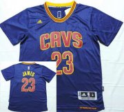 Wholesale Cheap Men's Cleveland Cavaliers #23 LeBron James Revolution 30 Swingman 2014 New Navy Blue Short-Sleeved Jersey