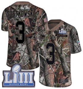 Wholesale Cheap Nike Patriots #3 Stephen Gostkowski Camo Super Bowl LIII Bound Men\'s Stitched NFL Limited Rush Realtree Jersey