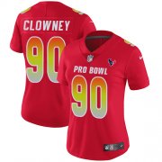 Wholesale Cheap Nike Texans #90 Jadeveon Clowney Red Women's Stitched NFL Limited AFC 2018 Pro Bowl Jersey