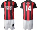 Wholesale Cheap Men 2020-2021 club AC milan home 14 red Soccer Jerseys