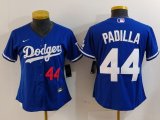 Women's Los Angeles Dodgers #44 Vicente Padilla Number Blue Cool Base Stitched Jersey