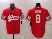 Men's San Francisco 49ers #8 Steve Young Red Mexico Cool Base Stitched Baseball Jersey