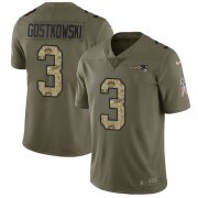 Wholesale Cheap Nike Patriots #3 Stephen Gostkowski Olive/Camo Men's Stitched NFL Limited 2017 Salute To Service Jersey