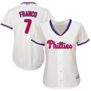 Wholesale Cheap Phillies #7 Maikel Franco Cream Alternate Women's Stitched MLB Jersey