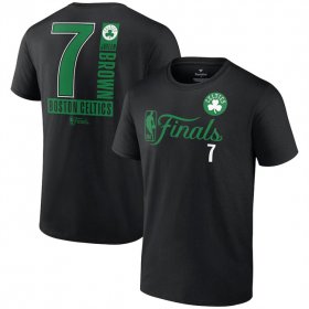 Wholesale Cheap Men\'s Boston Celtics #7 Jaylen Brown Black 2024 Finals Inbound Pass Name & Number T-Shirt