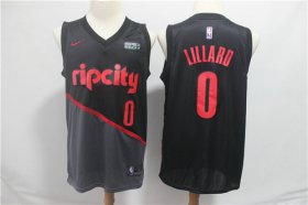 Wholesale Cheap Men\'s Portland Trail Blazers 0 Damian Lillard Nike Black 2019 Swingman City Edition Jersey