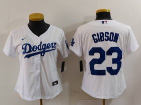 Women\'s Los Angeles Dodgers #23 Kirk Gibson White Cool Base Stitched Jersey