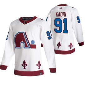 Wholesale Cheap Colorado Avalanche #91 Nazem Kadri White Men\'s Adidas 2020-21 Reverse Retro Alternate NHL Jersey