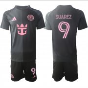 Cheap Men's Inter Miami CF #9 Luis Suarez 2025 Black Away Soccer Jersey Suit