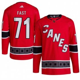 Wholesale Cheap Men\'s Carolina Hurricanes #71 Jesper Fast 2022-23 Reverse Retro Red Stitched Jersey