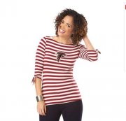 Wholesale Cheap Atlanta Falcons Lady Striped Boatneck Three-Quarter Sleeve T-Shirt