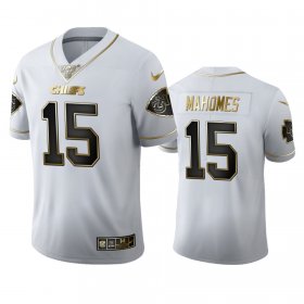 Wholesale Cheap Kansas City Chiefs #15 Patrick Mahomes Men\'s Nike White Golden Edition Vapor Limited NFL 100 Jersey