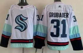 Wholesale Cheap Men\'s Seattle Kraken #31 Philipp Grubauer White Authentic Jersey