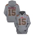 Cheap Men's Kansas City Chiefs #15 Patrick Mahomes Gray Super Bowl LVIII Patch Limited Edition Hoodie