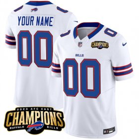 Cheap Men\'s Buffalo Bills Active Player Custom White 2023 F.U.S.E. AFC East Champions Ptach Football Stitched Jersey