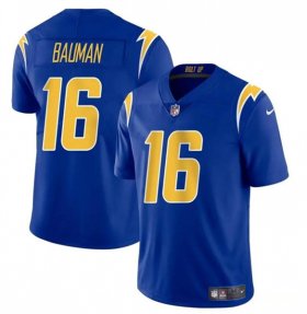 Cheap Men\'s Los Angeles Chargers #16 Casey Bauman Royal 2024 Vapor Limited Football Stitched Jersey