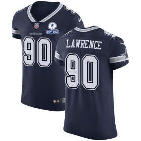 Wholesale Cheap Nike Cowboys #90 DeMarcus Lawrence Navy Blue Team Color Men\'s Stitched With Established In 1960 Patch NFL Vapor Untouchable Elite Jersey