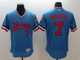 Wholesale Cheap Twins #7 Joe Mauer Light Blue Flexbase Authentic Collection Cooperstown Stitched MLB Jersey