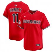 Cheap Men's Cleveland Guardians #11 Jose Ramirez Red Alternate Limited Stitched Baseball Jersey