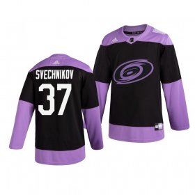 Wholesale Cheap Carolina Hurricanes #37 Andrei Svechnikov Adidas Men\'s Hockey Fights Cancer Practice NHL Jersey Black