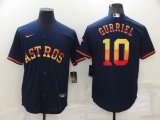 Wholesale Cheap Men's Houston Astros #10 Yuli Gurriel Navy Blue Rainbow Stitched MLB Cool Base Nike Jersey