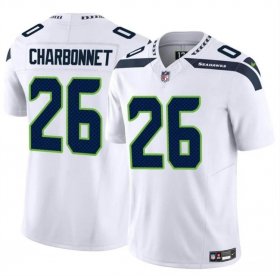 Men\'s Seattle Seahawks #26 Zach Charbonnet White 2024 F.U.S.E Vapor Limited Stitched Football Jersey