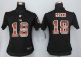 Wholesale Cheap Nike Bengals #18 A.J. Green Black Team Color Women's Stitched NFL Elite Strobe Jersey