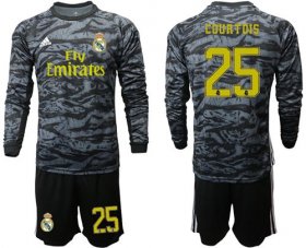 Wholesale Cheap Real Madrid #25 Courtois Black Goalkeeper Long Sleeves Soccer Club Jersey