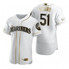 Wholesale Cheap Seattle Mariners #51 Ichiro Suzuki White Nike Men\'s Authentic Golden Edition MLB Jersey