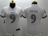 Wholesale Cheap Nike Ravens #9 Justin Tucker White Women's Stitched NFL Limited Platinum Jersey