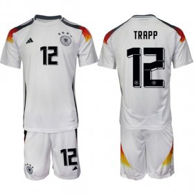 Cheap Men\'s Germany #12 Kevin Trapp White 2024-25 Home Soccer Jersey Suit