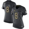 Wholesale Cheap Nike Giants #8 Daniel Jones Black Women's Stitched NFL Limited 2016 Salute to Service Jersey