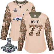 Wholesale Cheap Adidas Capitals #77 T.J. Oshie Camo Authentic 2017 Veterans Day Stanley Cup Final Champions Women's Stitched NHL Jersey