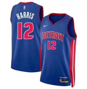 Men\'s Detroit Pistons #12 Tobias Harris Blue 2024 Icon Edition Stitched Jersey