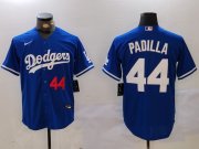 Men's Los Angeles Dodgers #44 Vicente Padilla Number Blue Cool Base Stitched Jersey