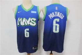 Wholesale Cheap Men\'s Dallas Mavericks #6 Kristaps Porzingis Blue 2020 Nike City Edition Swingman Jersey With NEW Sponsor Logo