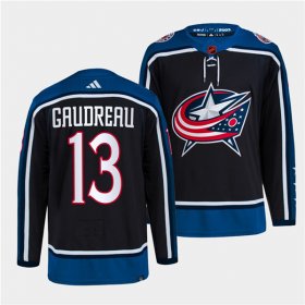 Wholesale Cheap Men\'s Columbus Blue Jackets #13 Johnny Gaudreau Navy 2022 Reverse Retro Stitched Jersey