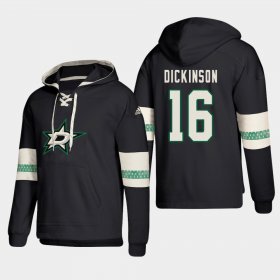 Wholesale Cheap Dallas Stars #16 Jason Dickinson Black adidas Lace-Up Pullover Hoodie