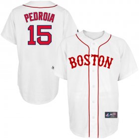 Wholesale Cheap Boston Red Sox #15 Dustin Pedroia Majestic Alternate Replica Player Jersey White