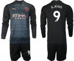 Wholesale Cheap Men 2021 Manchester city home long sleeve 9 soccer jerseys