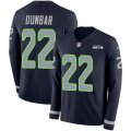 Wholesale Cheap Nike Seahawks #22 Quinton Dunbar Steel Blue Team Color Men's Stitched NFL Limited Therma Long Sleeve Jersey