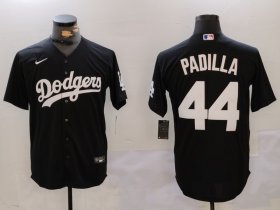 Men\'s Los Angeles Dodgers #44 Vicente Padilla Black Cool Base Stitched Jersey