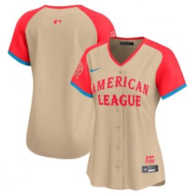 Cheap Women\'s American League Blank Cream 2024 All-Star Limited Stitched Baseball Jersey(Run Small)